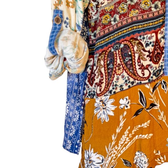 John Mark Patchwork Print Tunic Button Front Shirt Multicolor Women Plus Size 1X - Picture 6 of 12